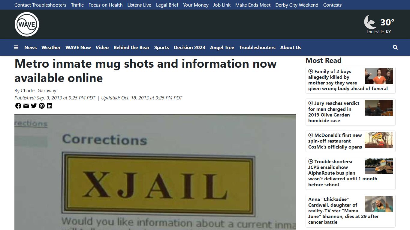 Metro inmate mug shots and information now available online - WAVE 3 News